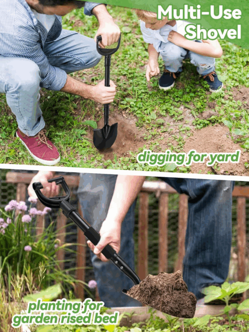 Shovel, 31 inch Small Shovels for Digging Gardening, Camping, Off Road, Kids Sand Beach Spade with Round Point Blade, D-Handle, Comfort Grip, Metal Mini Garden Shovel Heavy Duty, Rust-Proof - Image 3