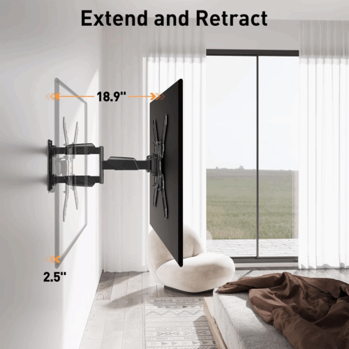 UL Listed TV Wall Mount for Most 26-60 Inch TVs, Swivel and Tilt Full Motion TV Mount with Single Stud Perfect Center Design, Wall Mount Bracket Max VESA 400x400mm, Holds up to 88 lbs. - Image 3