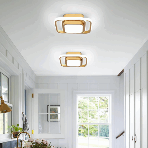 Gold Modern Ceiling Light,Small Square Hallway Ceiling Lamp Cool White 6000K Ceiling Lighting Fixtures for Hallway Bedroom Kitchen Living Room Laundry Room Corridor Ceiling Lights - Image 3