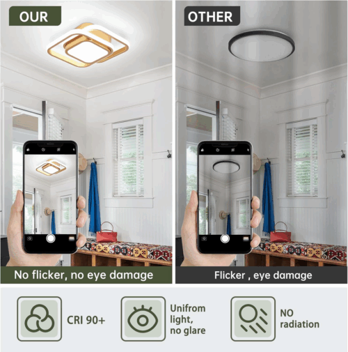 Gold Modern Ceiling Light,Small Square Hallway Ceiling Lamp Cool White 6000K Ceiling Lighting Fixtures for Hallway Bedroom Kitchen Living Room Laundry Room Corridor Ceiling Lights - Image 4
