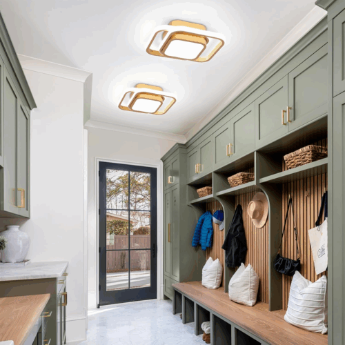 Gold Modern Ceiling Light,Small Square Hallway Ceiling Lamp Cool White 6000K Ceiling Lighting Fixtures for Hallway Bedroom Kitchen Living Room Laundry Room Corridor Ceiling Lights - Image 7