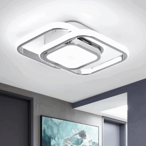 Square Hallway Ceiling Light, Modern Flush Mount Fixture - Chrome LED Cool White Lighting for Kitchen, Entryway, Bedroom, Laundry Room