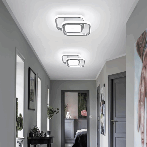 Square Hallway Ceiling Light, Modern Flush Mount Fixture - Chrome LED Cool White Lighting for Kitchen, Entryway, Bedroom, Laundry Room - Image 3