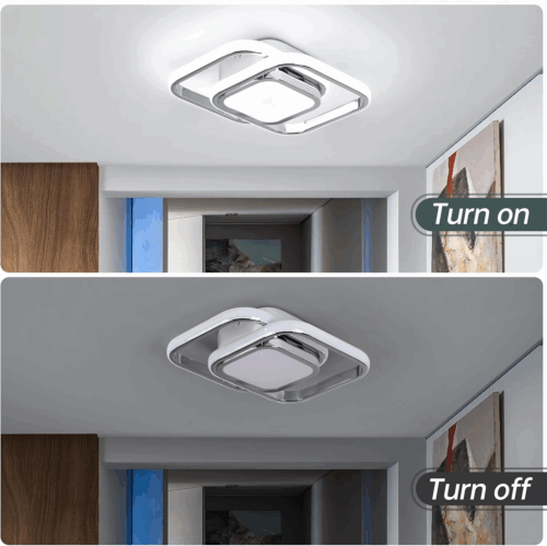 Square Hallway Ceiling Light, Modern Flush Mount Fixture - Chrome LED Cool White Lighting for Kitchen, Entryway, Bedroom, Laundry Room - Image 5