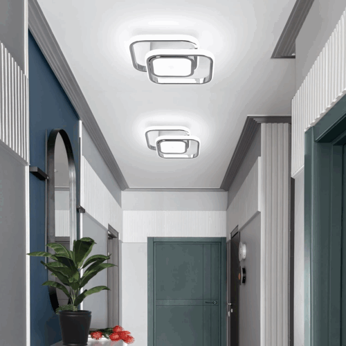 Square Hallway Ceiling Light, Modern Flush Mount Fixture - Chrome LED Cool White Lighting for Kitchen, Entryway, Bedroom, Laundry Room - Image 7