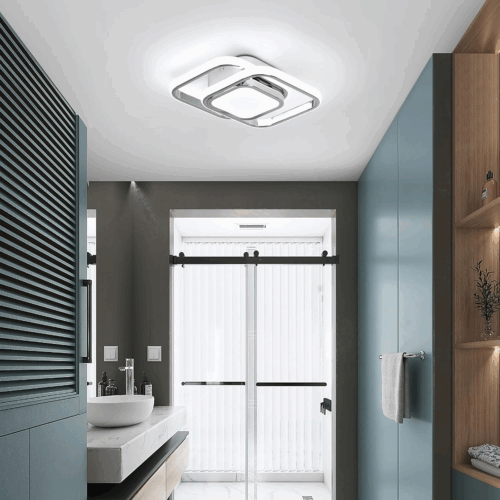 Square Hallway Ceiling Light, Modern Flush Mount Fixture - Chrome LED Cool White Lighting for Kitchen, Entryway, Bedroom, Laundry Room - Image 8