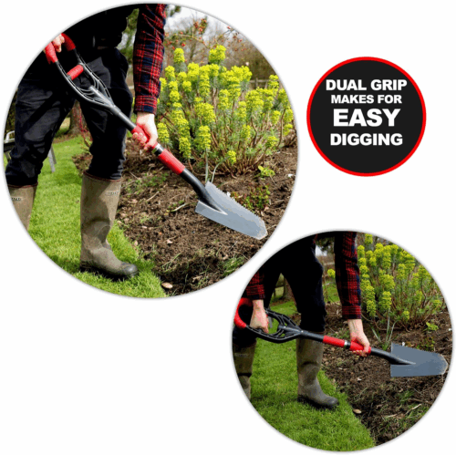 Multi-Digger Garden Spade – Reinforced Fibreglass Light Weight Gardening Digging Arrow Head Shovel with Unique Dual Soft AIR Light Grip Technology & Root Saw Stump Cutter. - Image 2