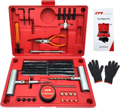 Heavy Duty Tire Plug Kit - 68pcs All-in-One Universal Tire Repair Kit with Plugs, Professional Tools for Tubeless Tyre Flats for Cars, Truck, RV, SUV, ATV, Motorcycle, Tractor, Trailer