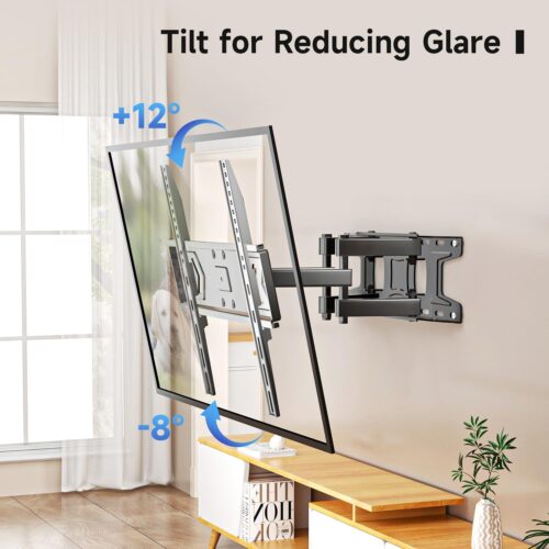 Full Motion TV Wall Mount for 32-60 Inch TVs, Swivel & Tilt Adjustable Bracket, Dual Articulating Arms, Fits 16" Studs, Max VESA 400x400mm, Supports Up to 99lbs - Image 4