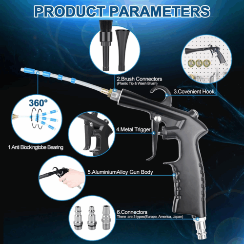 Car Cleaning Gun Detailing Interior Dryer Air Blow Gun, High Pressure Blower Gun, Car Detailing Kit Interior Cleaner, Car Detailing Tools for Car Quickly Blasts Dirt and Dust Works with Air - Image 2
