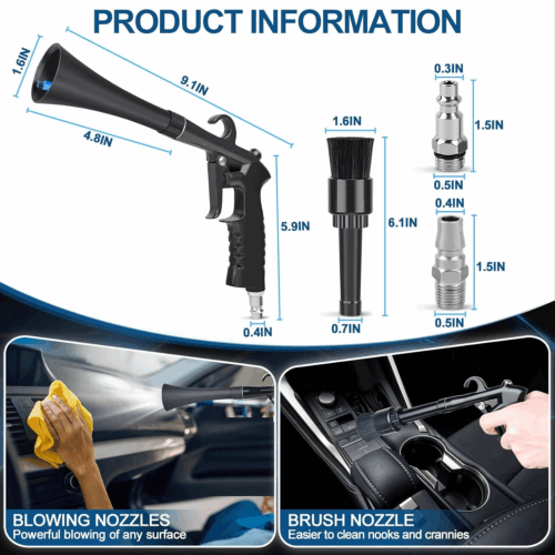Car Cleaning Gun Detailing Interior Dryer Air Blow Gun, High Pressure Blower Gun, Car Detailing Kit Interior Cleaner, Car Detailing Tools for Car Quickly Blasts Dirt and Dust Works with Air - Image 4