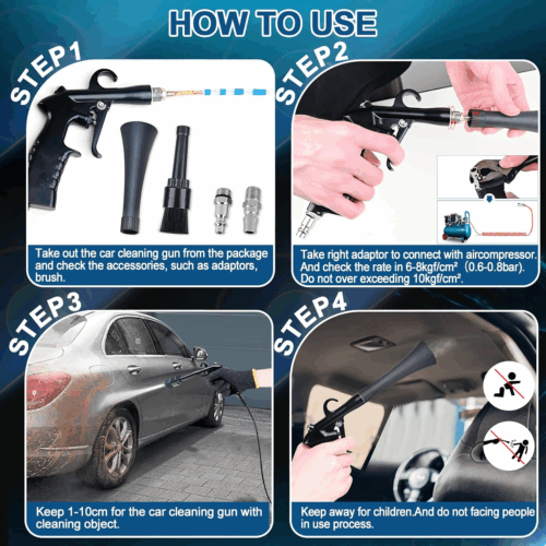 Car Cleaning Gun Detailing Interior Dryer Air Blow Gun, High Pressure Blower Gun, Car Detailing Kit Interior Cleaner, Car Detailing Tools for Car Quickly Blasts Dirt and Dust Works with Air - Image 5