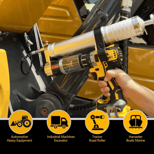 Electric Grease Gun Drill Adapter with 14 OZ Load, Locking Grease Gun Coupler, 12 Inch High Pressure Hose, Extension Rigid Pipe, Pneumatic Tool, Universal Conversion Gun Head - Image 6