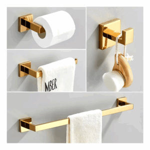 Stainless Steel 304 Square Luxury Bathroom Accessories Kit 4 Pieces Chrome