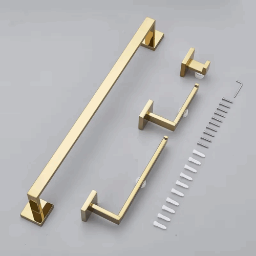 Stainless Steel 304 Square Luxury Bathroom Accessories Kit 4 Pieces Chrome - Image 2