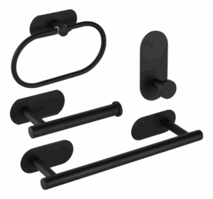 Bathroom Accessories Kit Adhesive Hanger Towel racks Paper towel holder Black